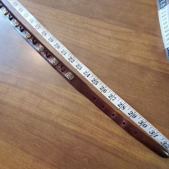 Fossil Womens Brown Leather Belt Size Small 37" Stud And Braid. 1" wide. BT2139 - Picture 7 of 12